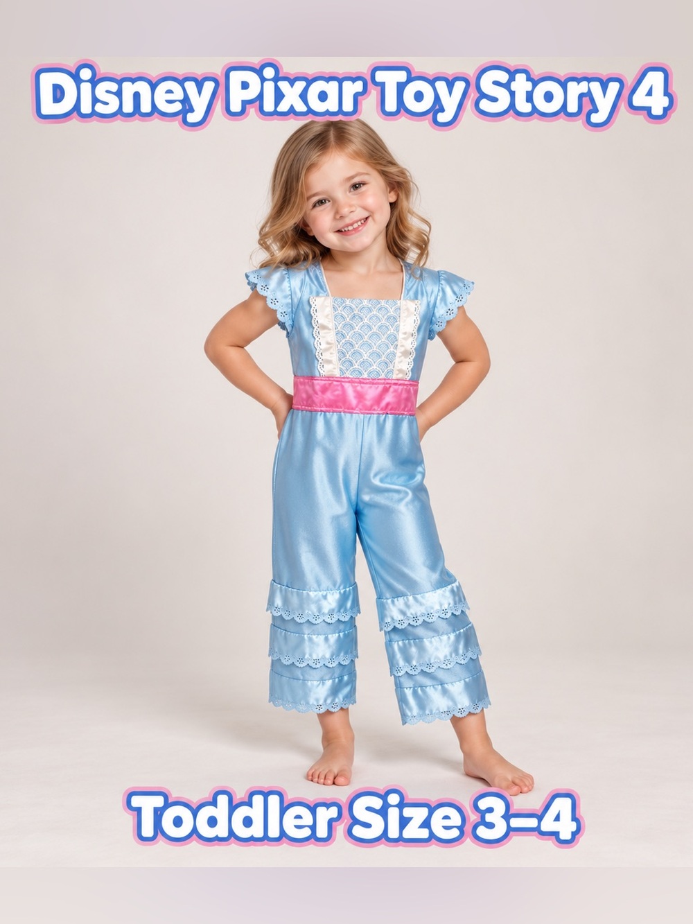 Disney Pixar Toy Story 4 Bo Peep Girls Costume Jumpsuit Toddler Size 3–4